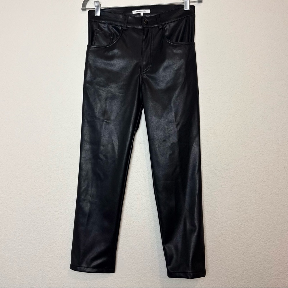 Emerson Fry Stella Faux Leather Black Pants - Picture 4 of 14